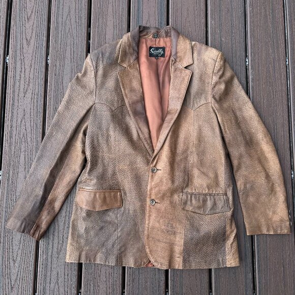 Vintage Scully Genuine Leather Blazer Mens Size 44 Western Cowboy Outerwear